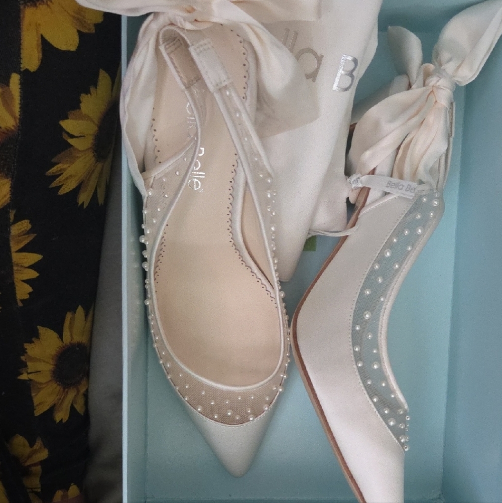 La Belle Cream Pearl-Embellished Heels